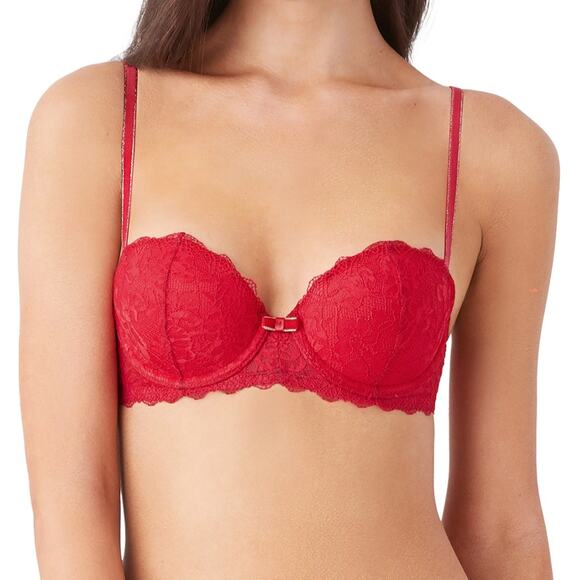 B.tempt'd By Wacoal Women's Lace Encounter Contour Bra Red Glitter Crimson 38 C - Picture 1 of 5